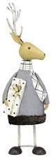 nostalgische dekorative ausgefallene Dekofigur Hirsch Metall weiß grau schwarz 