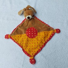 KIK Schmusetuch Hase mit langen Ohren -braun-rot-orange mit gelben Punkten!