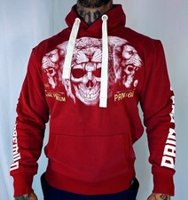 Yakuza Premium Sweatshirt YP 3923 rot weiß Totenkopf Löwe Herren Pulli Kapu Neu
