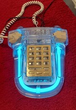Telefon 80ger Jahre neon blau