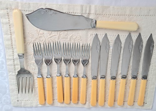 Antikes fischbesteck set mit - fischbesteck,
