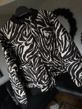 Made In Italy Steppjacke Zebra Muster Gr. 36 38 Schwarz Beige Neu Bomber Blouson