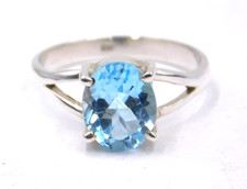 3 GM 925 Solid Sterling Silber Natürlich Blau Topas Schnitt Edelstein Ringgröße