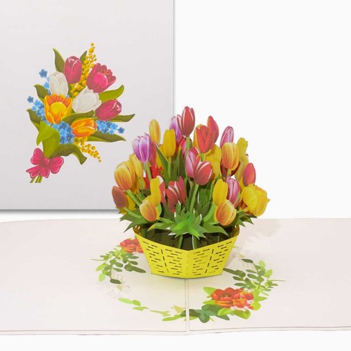 Pop karte bunte tulpen - pop, up