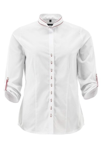Damen trachtenbluse weiß - trachtenbluse, weiß/rot