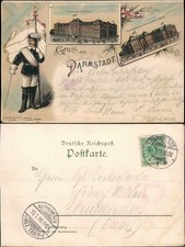 Litho AK Darmstadt Technische Hochschule, Fahnenträger - Burschenschaft 1898
