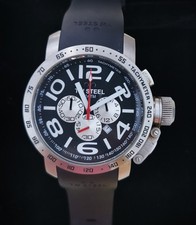 Herren Armbanduhr TW Steel, TW 41,  Armband Schwarz Kautchuck/ 10 ATM
