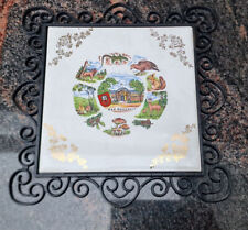 Alter Untersetzer "Bad Nenndorf"  Metall / Keramik Natur Tiere Pilze  