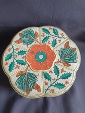 Blechdose Keksdose Weihnachten Kiefer Zapfen Stechpalme Ilex silber groß antik