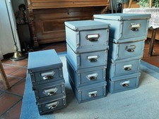 Aufbewahrungs-Boxen mit Deckel, grau, Kunststoff, 11 Stück in 3 Größen