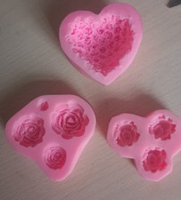 3x  Silikonform Rosenblüten