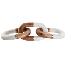 Deko-Figur Home ESPRIT Weiß Braun Gold Kette 10 x 10 x 36 cm