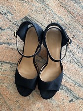 High Heels Peeptoe Plateau 10 cm Gr. 37 Schwarz Boho Schick Neuw.