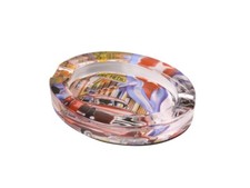 Zigarrenascher Glas oval mit Cuba Design "Auto" 2 Ablagen