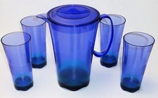 Tupperware Eleganzia Krug Kanne 2,1 L + 4 Gläser 475 ml blau Lagune türkis