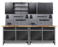 Ondis24 Werkstatt Set 240 cm Werkbank Metall Werkzeugschrank Lochwand Haken