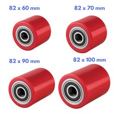 Hubwagenrollen Polyurethan 82 x 60 70 90 100  mm Achse 12 17 20 25 mm Stahlkern