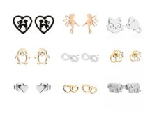 Tiny Ohrringe Mini-Stecker Elefant Katze Maus Pinguin Herz Fee Elfe Love