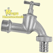 Auslaufventil aus Messing matt verchromt mit Knebelgriff Auslaufhahn Wasserhahn