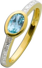 Blautopas ring silber - blautopas, gelbgold