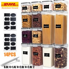14 Set Vorratsdosen Aufbewahrungsbox Küche Organizer, Luftdicht Vorratsbehälter