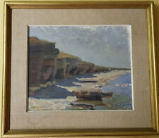 Original Ölgemälde, Öland Sjömarken Hunderum Schweden Küste Meer Licht 1959