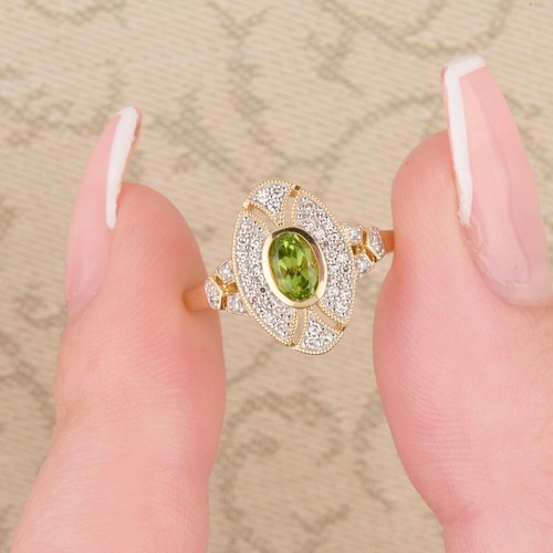 Peridot diamant cluster - peridot,