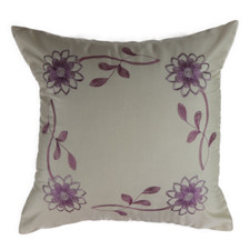  Kissenhülle Dekokissen Hülle Seidenoptik Landhauslook 40 x 40 cm ecru lila
