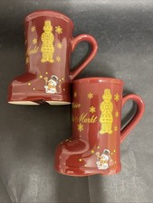 Paar Vintage Glühwein Stiefelform Becher Weihnachtsmarkt Weihnachten 200ml
