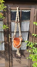 Blumenampel  Blumen-Topfhalter geflochtenes Hanfseil Pflanze Aufhänger  -  Nr. 2