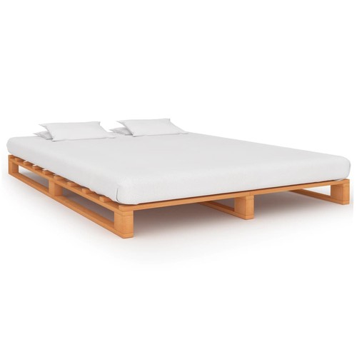 Palettenbett braun massivholz - palettenbett,