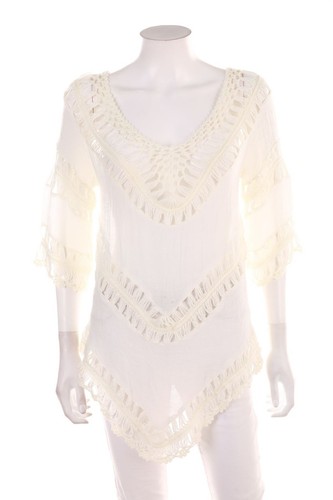 Apricot tunika bluse weiß - apricot, s
