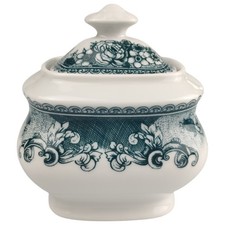 Zuckerdose Mitterteich Form 850 Blumendekor grün