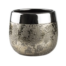 Edler Keramik Topf Blumentopf Übertopf Moon D 18 cm oval gold silber Tropfen