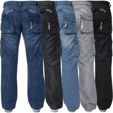 Enzo Herren Cargo Combat Jeans Denim Hose Freizeit Arbeitshose alle UK Bundgrößen