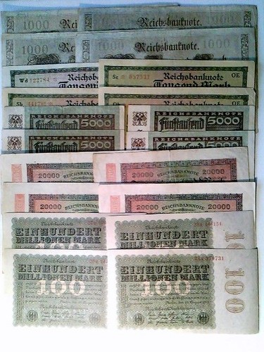 Reichsbanknoten 4x 1000 - 20, je