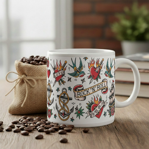 Tasse rockabilly tattoo - "rockabilly, tattoo"