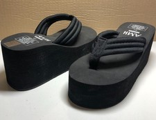 AHM blockiger Plateau FlipFlop schwarz 8 cm Gr. 41 bequem Zehentrenner trendy