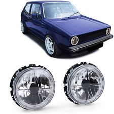 Klarglas Angel Eyes Scheinwerfer mit Fadenkreuz Schwarz für VW Golf 1 + Cabrio
