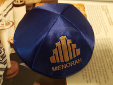 Kippa, Jarmulke, Kippah,Kipa Satin 16-17cm Stickerei Menorah Dnepr