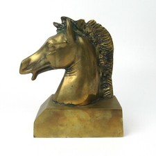 Dekorative Messing Figur Pferd Pferdekopf Brass Figurine Horse's Head 15,5cm