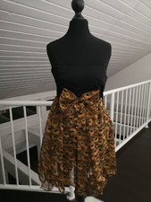 Asos PAPRIKA Kleid 6 34 Xs Orange Schwarz Bandeau Schleife Pfau