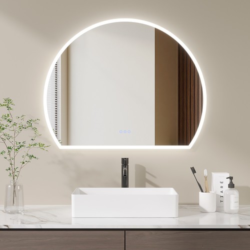 Wandspiegel halbrund led - wandspiegel,