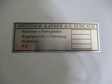 Typenschild Gritzner Kayser