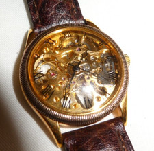 HERRENUHR ARMBANDUHR SKELETTUHR AUTOMATIK LOUIS ARDEN 17 JEWELS VERGOLDET 18K