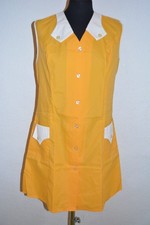 Nylon Kittel Schürze Zofe Sissy Gr . 40 gelb-weiß