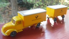 WIKING alter Magirus 3500 Postwagen Lastzug m. Anhänger - DEUTSCHE BUNDESPOST