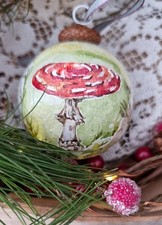 Christbaumschmuck Weihnachtsschmuck Kugel Fliegenpilz Handbemalt Unikat
