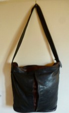 MERLIN LEDERWERKSTATT Damen Tasche Umhängetasche Leder schwarz XL 38 x44cm