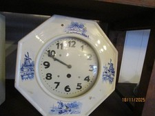 Antik Küchenuhr Porzellan holländisches Motiv blau Wanduhr